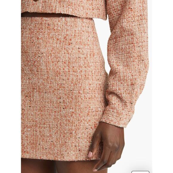 Anthropologie Elodie Rust Tweed Mini Skirt L NWT - Picture 3 of 8